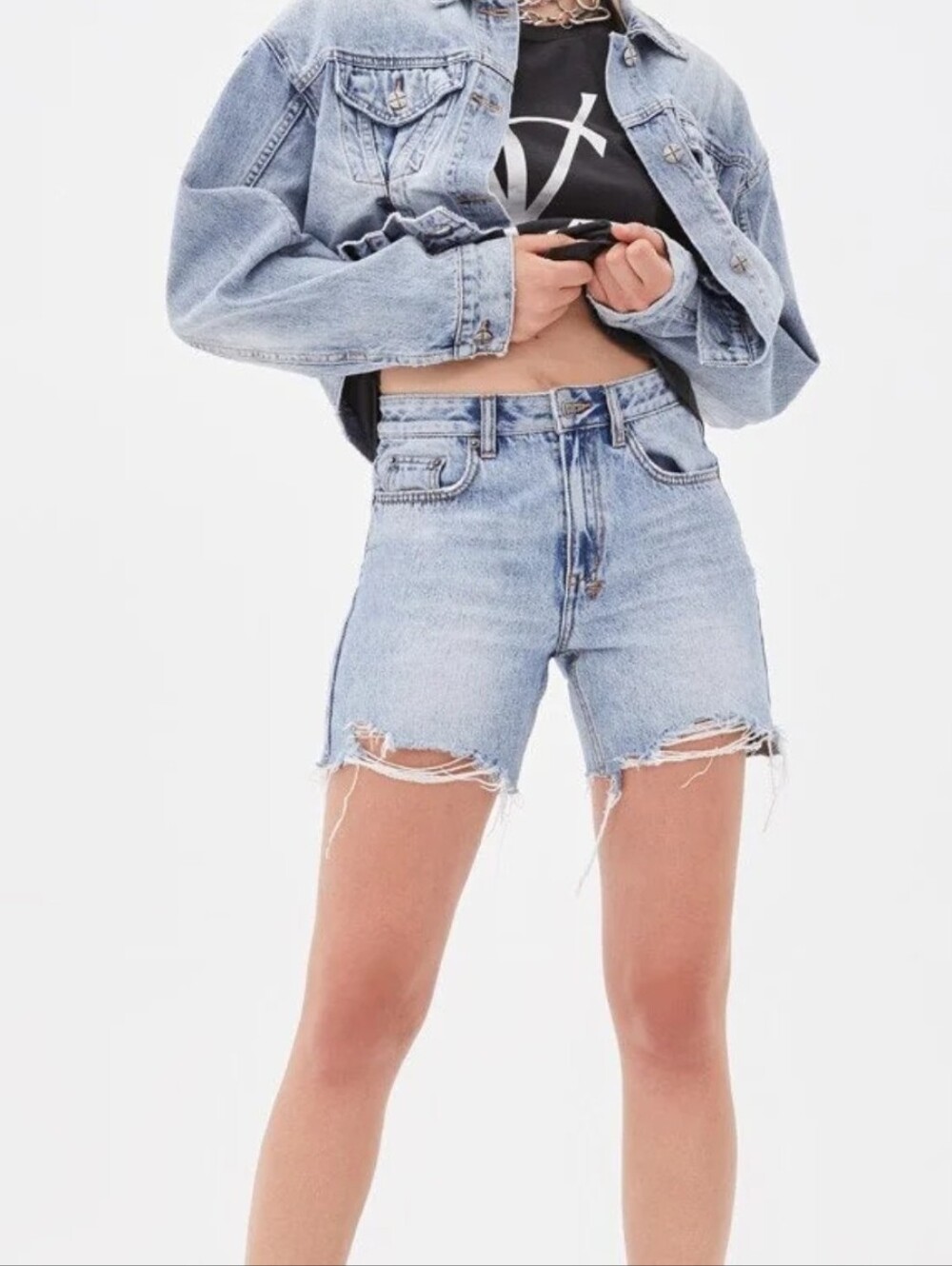 Ksubi Racer Vibez High Rise Distressed Denim Shorts NWT Size 27